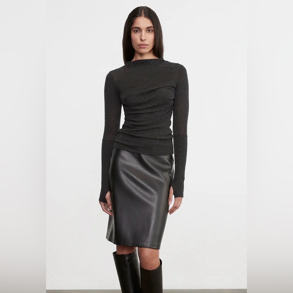Enza Costa KNEE LENGTH LEATHER SKIRT, size S/1